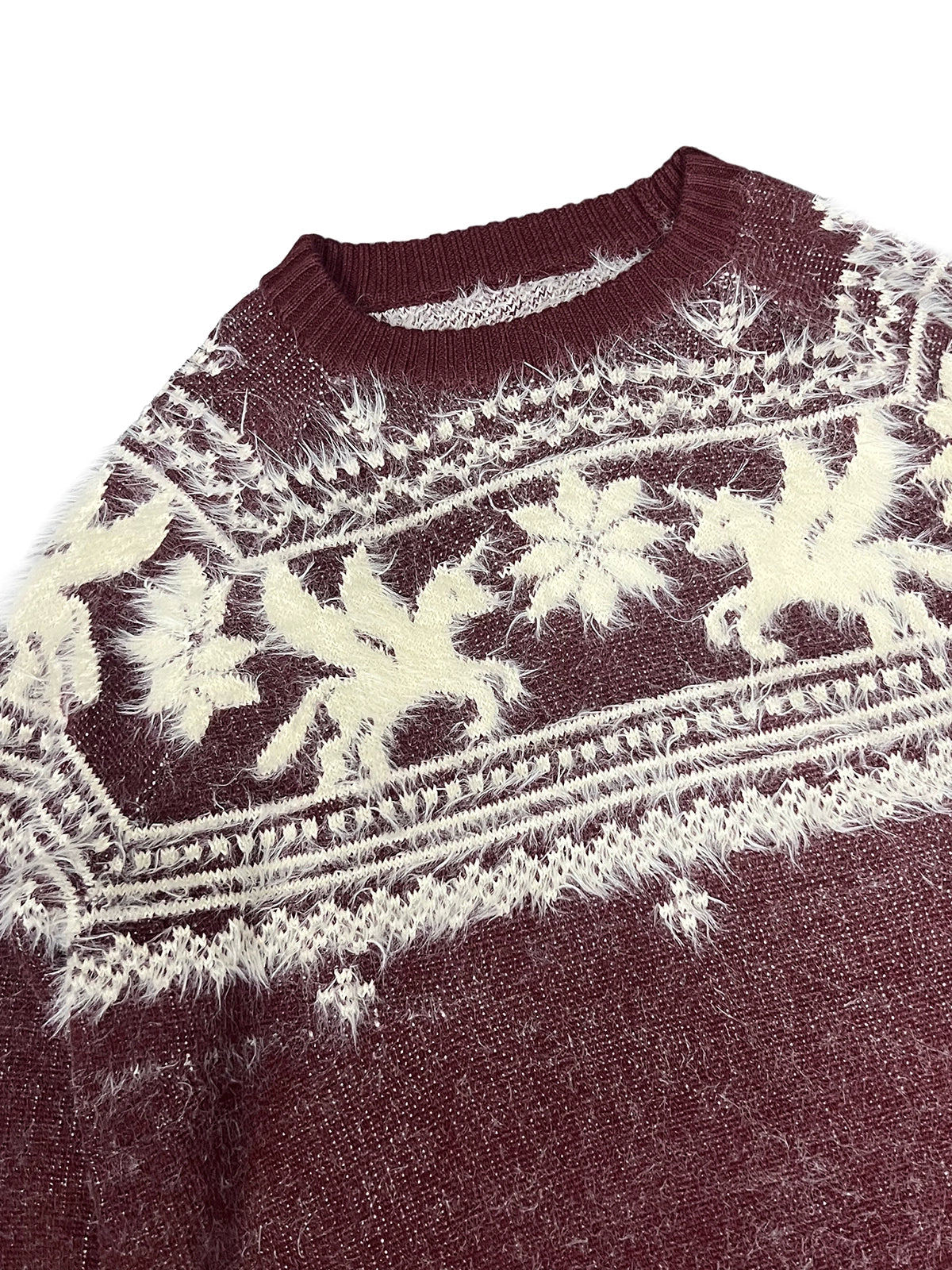 Unicorn Design Wool Blend Fake Mink Fair Knit Sweater WN19047