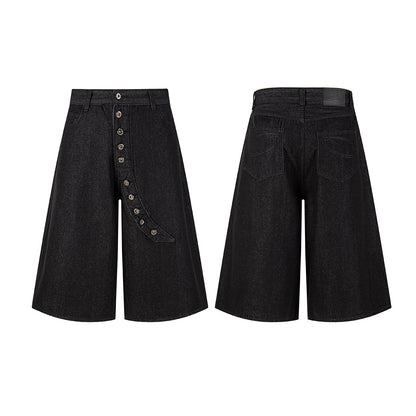 Washed Wide Leg Denim Short Pants WN25572