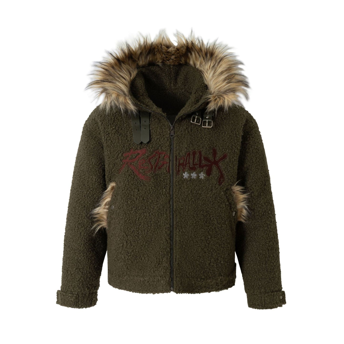 Embroidery Belted Design Hooded Puffer Jacket WN21936