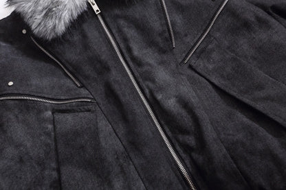 Cropped Fake Fur Collar Quilted Jacket WN28047