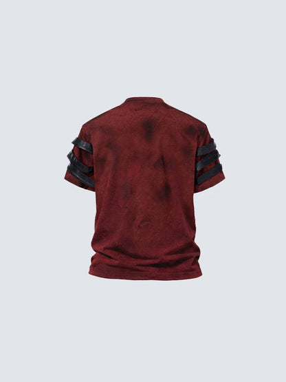 Studs Detail Strap Short Sleeve T-Shirt WN28021