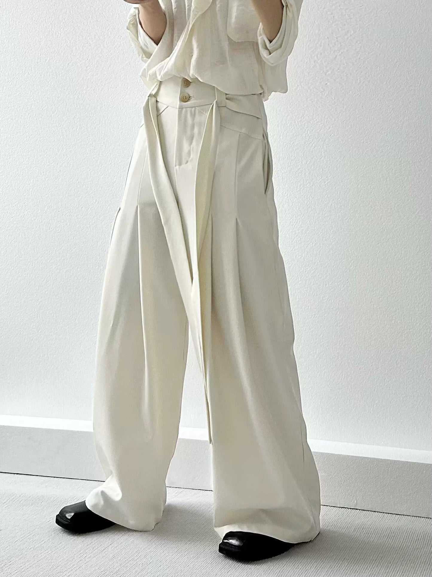 Strap Design Wide Leg Trousers WN19672