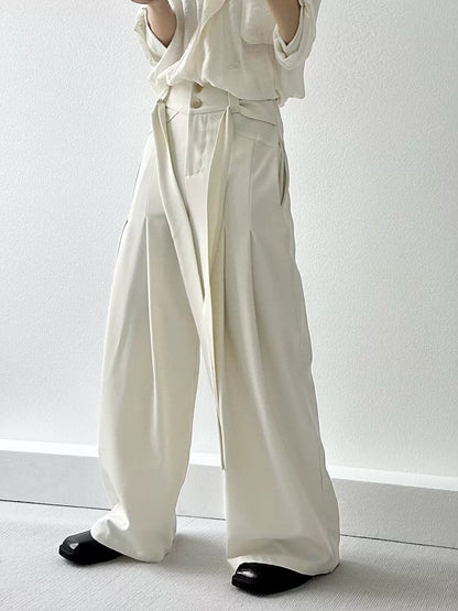 Strap Design Wide Leg Trousers WN19672