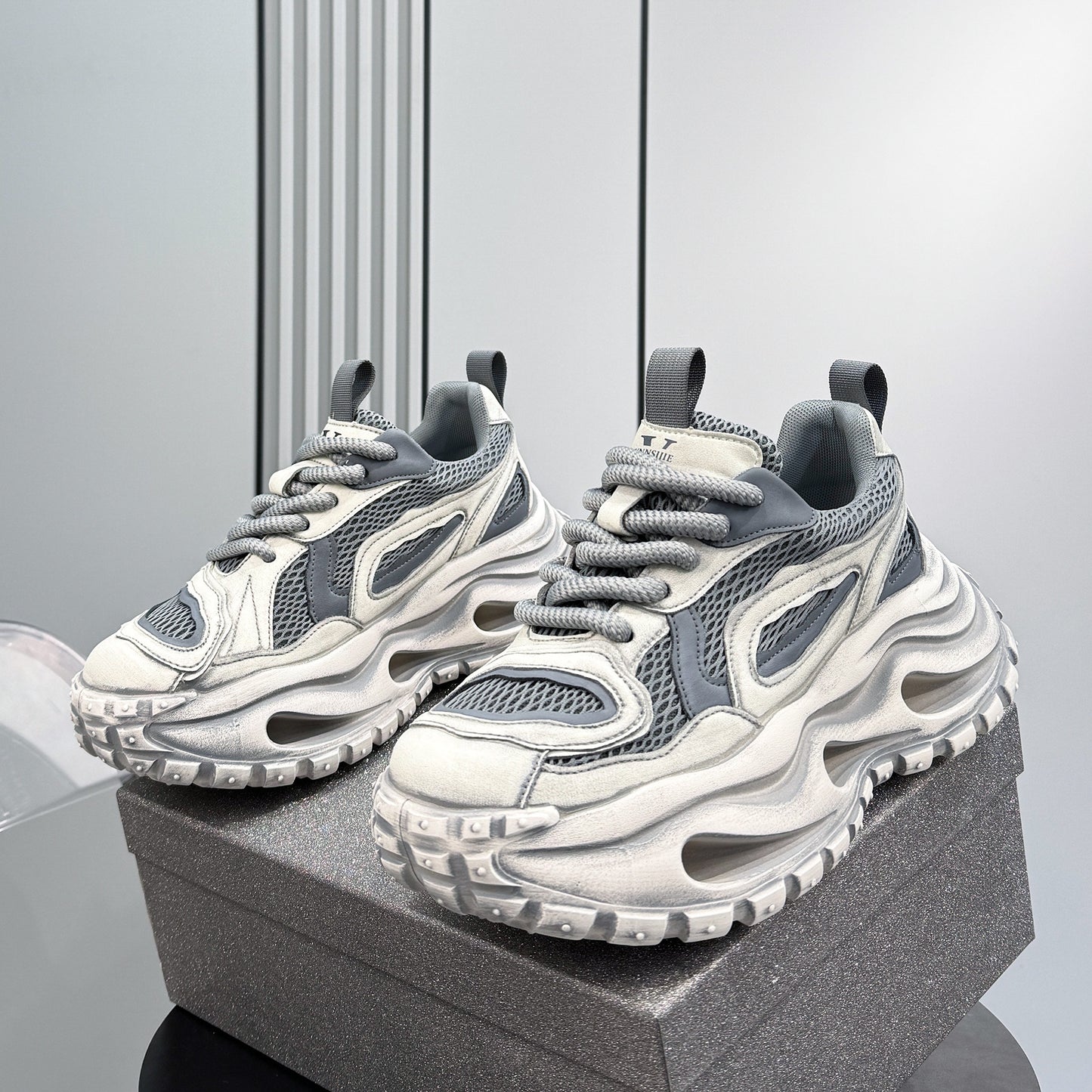 Mesh Panel Chunky Sole Sneakers WN24591