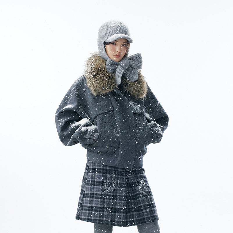 Detachable Fake Fur Collar Quilted Puffer Jacket WN21909