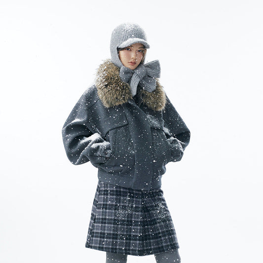 Detachable Fake Fur Collar Quilted Puffer Jacket WN21909