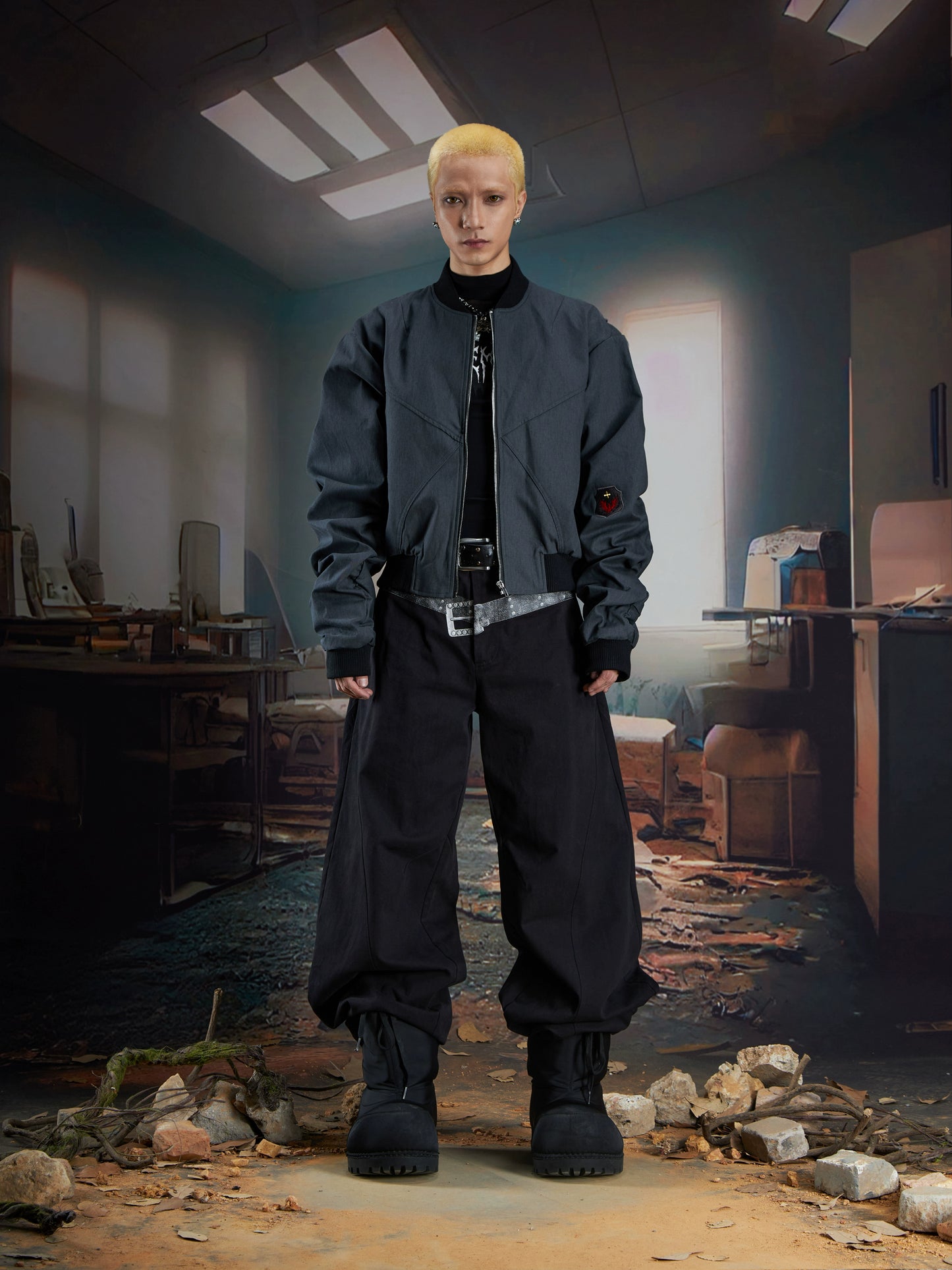 Belt Print Wide Leg Trousers WN21332