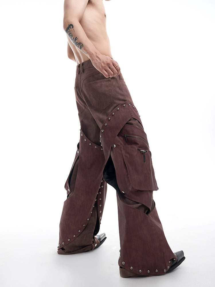 Studded Multi-Pocket Straight Cargo Pants WN10165