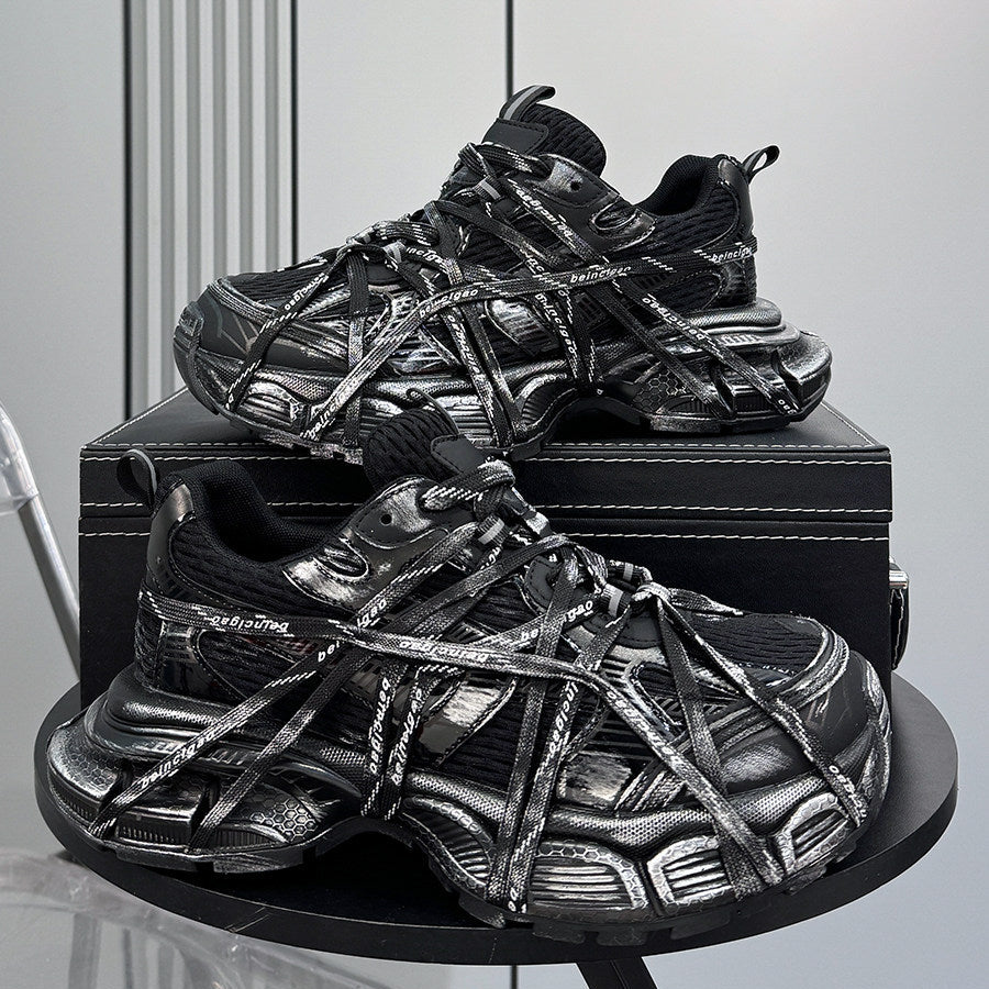 Metallic Strap Panel Chunky Sole Sneakers WN24618