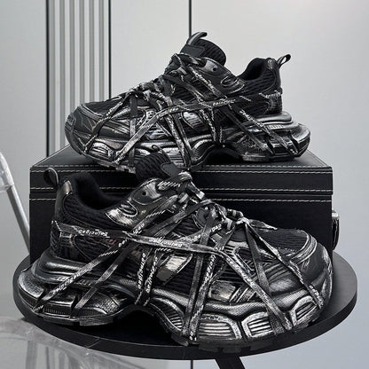 Metallic Strap Panel Chunky Sole Sneakers WN24618