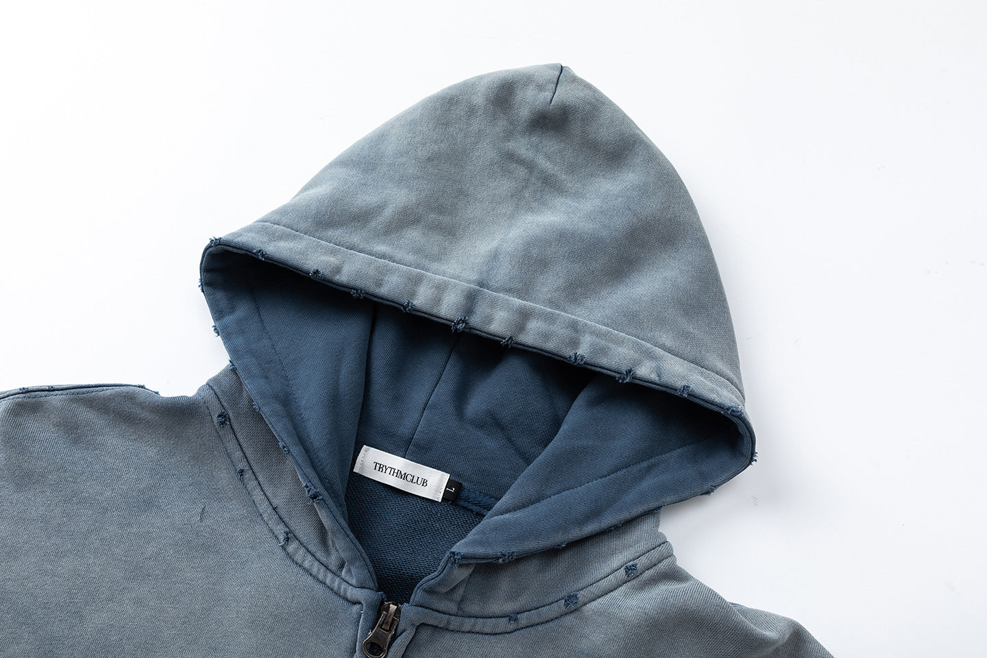 Washed Damage Print Boxy Zipper Hoodie WN25868
