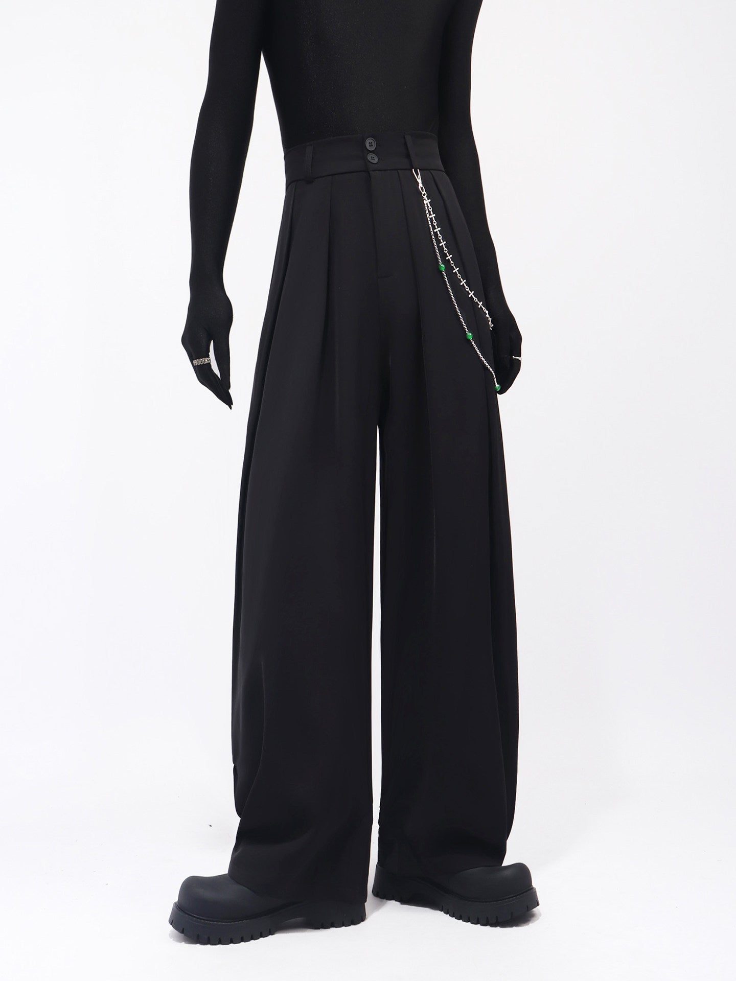 Metal Decor Jacket & Wide Leg Trousers Setup WN23668