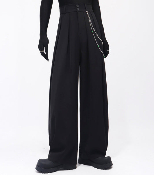 Chain Decoration Wide Leg Trousers WN23755