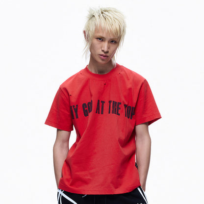 Damage Letter Print Cropped Short Sleeve T-Shirt WN27312