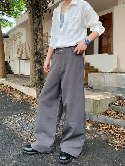 Wide Leg Pleats Seam Trousers WN24925