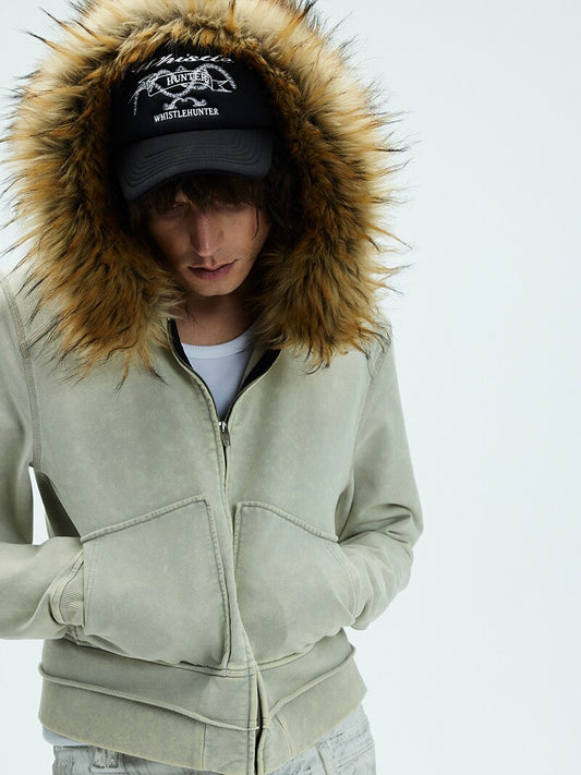 Detachable Fur Collar Washed Linning Jacket WN26723