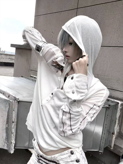 Fake Layered Hooded Long Sleeve T-Shirt WN20894