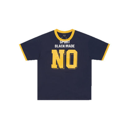 NO Letter Print Ribbed Cuff Short Sleeve T-Shirt WN26551