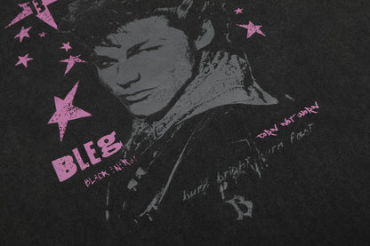 Washed Star Portrait Print Short Sleeve T-Shirt WN25535