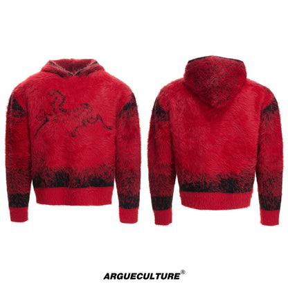 Fake Mink Fur Oversize Hooded Sweater WN23542