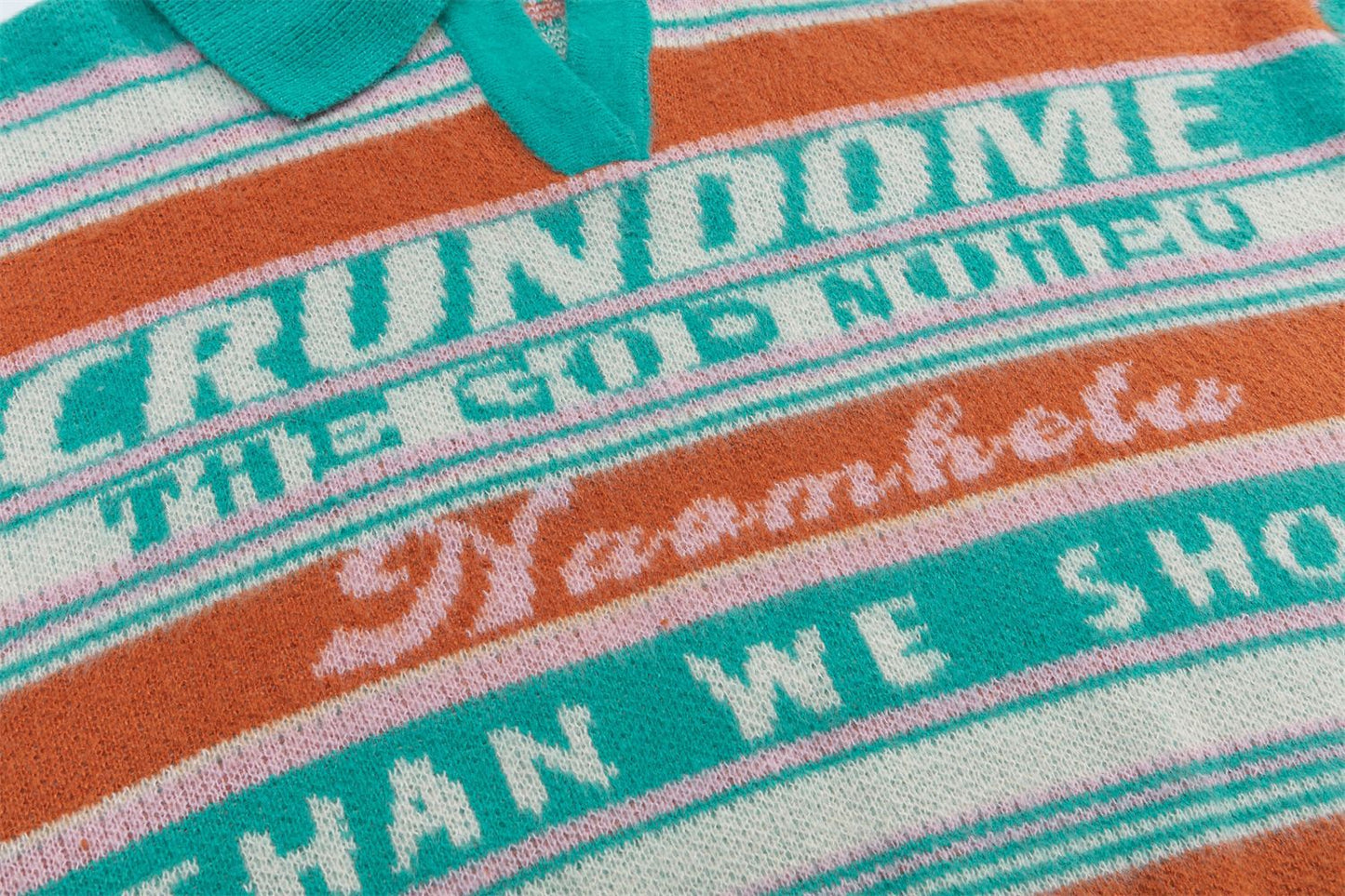 Stripe Polo Collar Knit Sweater WN11520