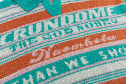 Stripe Polo Collar Knit Sweater WN11520