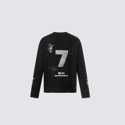 Waffle Texture Graphic Long Sleeve T-Shirt WN28018