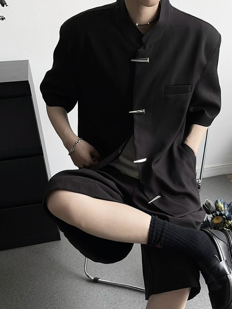 Stand Neck Shoulder-Pad Chinese Style Jacket WN19370