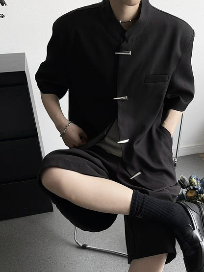 Stand Neck Shoulder-Pad Chinese Style Jacket WN19370