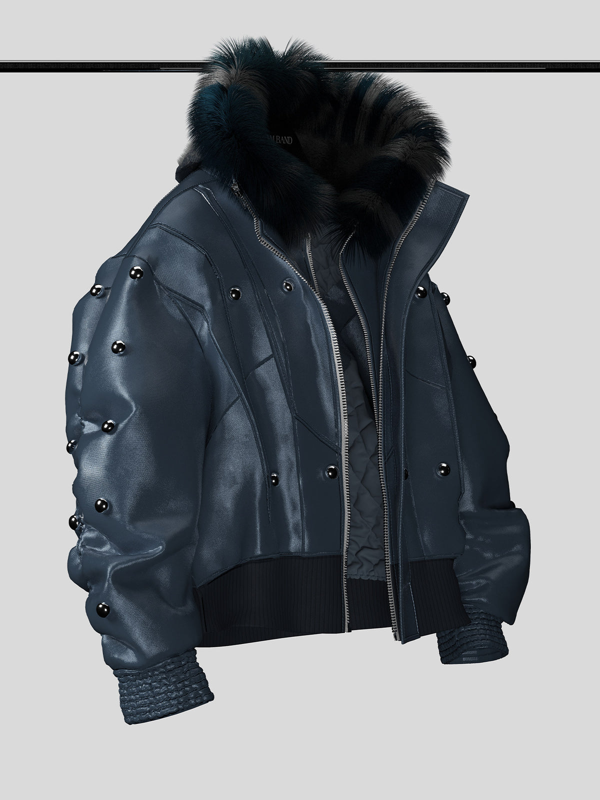 Fake Fur Collar Stud Oversize Puffer Jacket WN27139