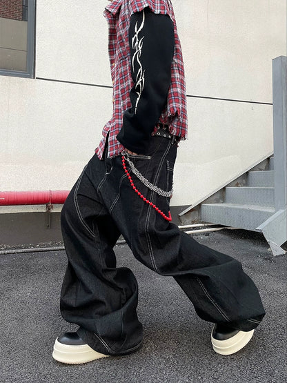 Curved Silhouette Pleats Contrast Stitch Flare Denim Jeans WN16290