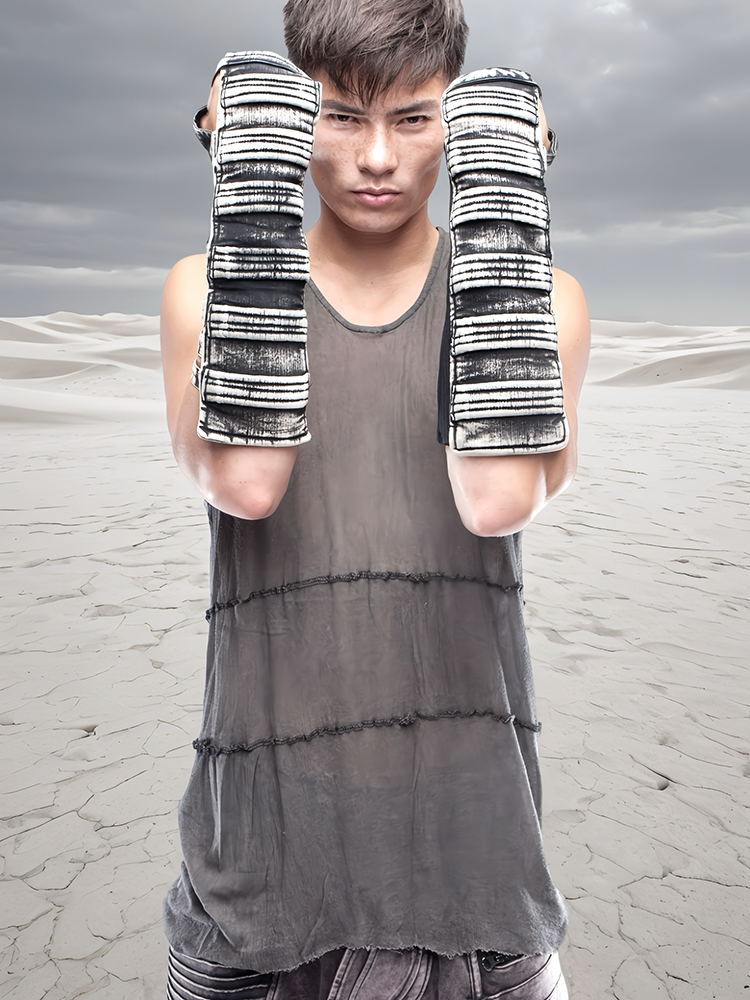 Washed Hollow-Out Deconstructed Arm Warmers WN21978