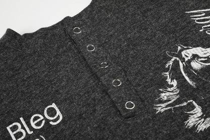 Henley Neck Letter Graphic Long Sleeve T-Shirt WN27965