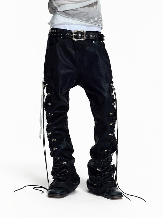 Strap Lace-Up Wide Leg Pants WN27434