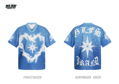 Mesh Gradient Heart Print Short Sleeve T-Shirt WN26499