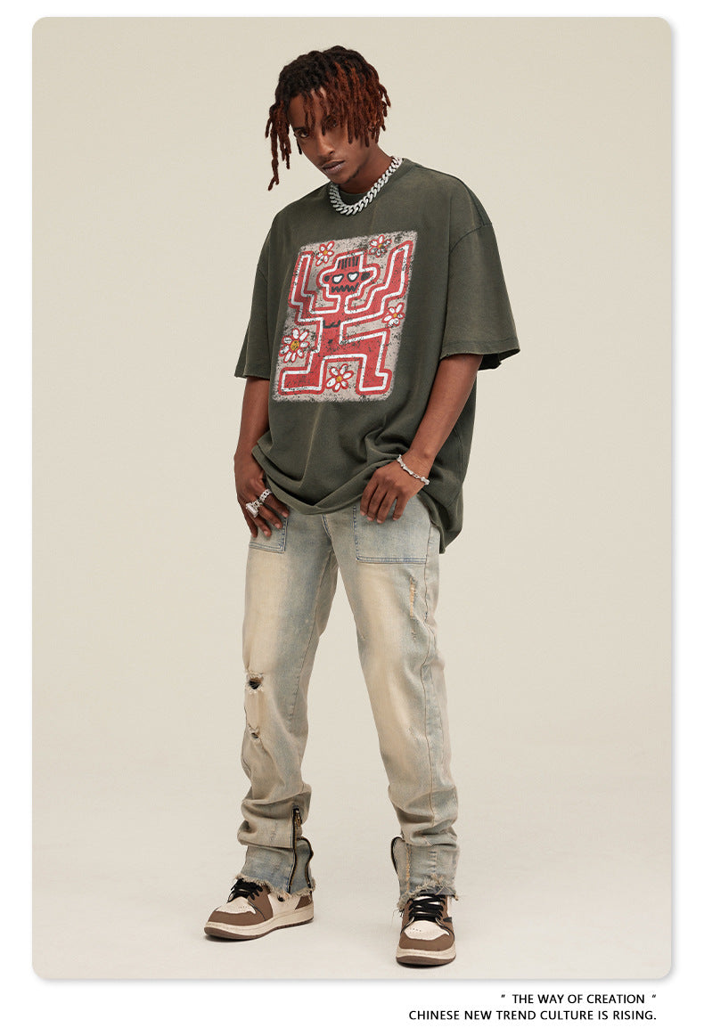 Washed Print Short Sleeve T-Shirt WN7824