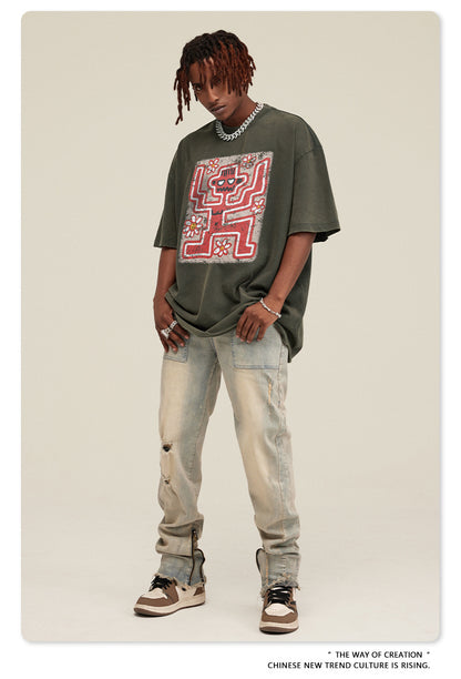 Washed Print Short Sleeve T-Shirt WN7824