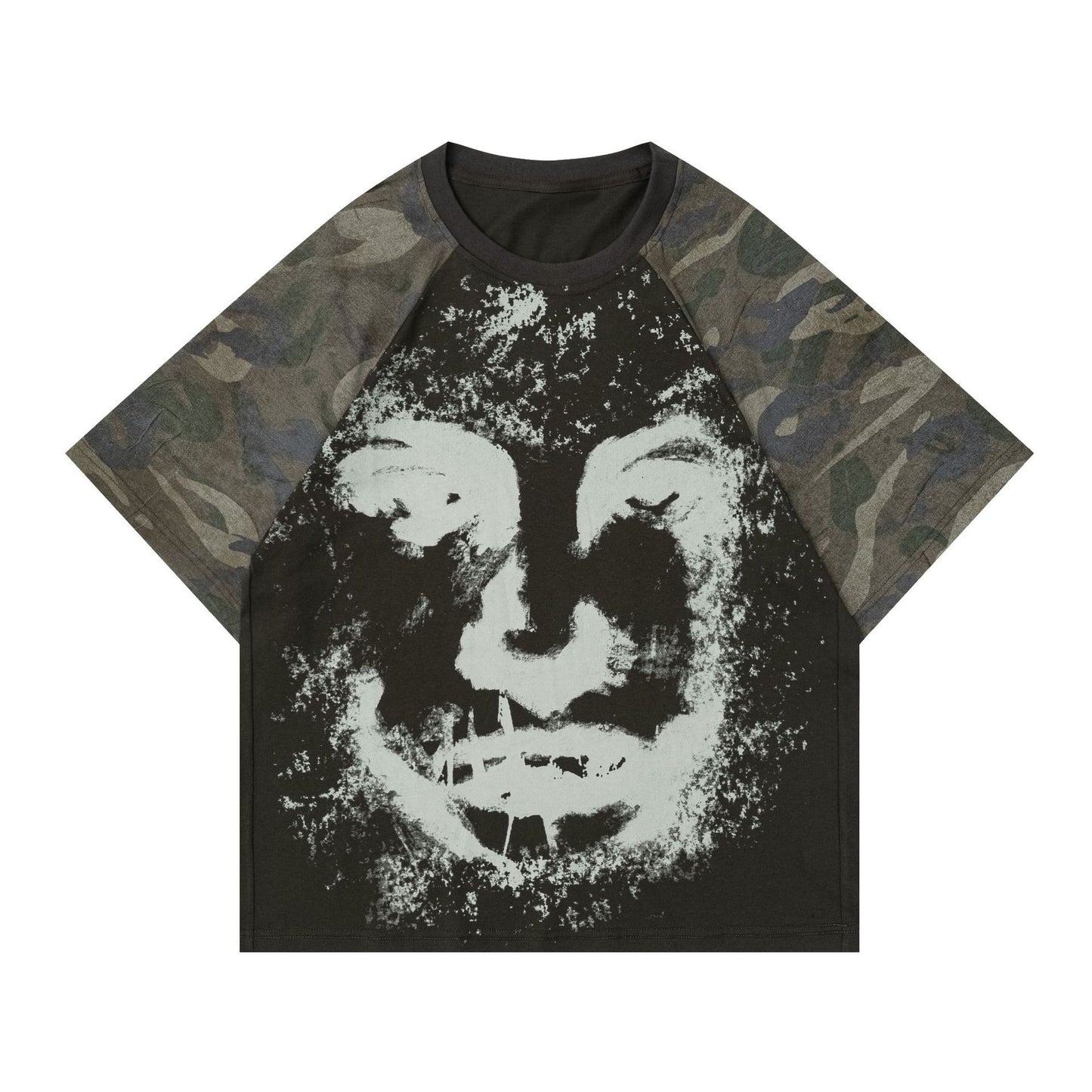 Camo Patchwork Graphic Print Short Sleeve T-Shirt WN25622