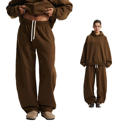 Fleece Lining Oversize Hoodie & Wide Leg Sweatpants Setup WN23113