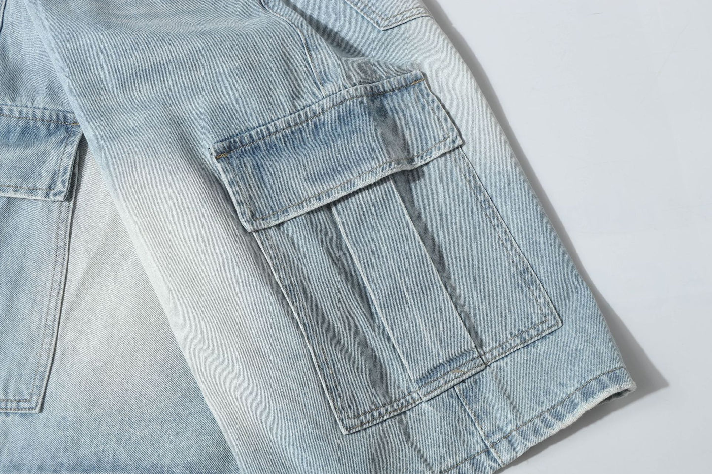 Washed Multi-Pocket Denim Half Pants WN26168