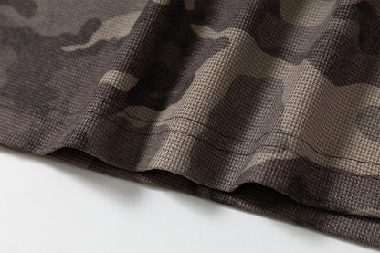 Camouflage Contrast Sleeve Embroidery Hoodie WN25503
