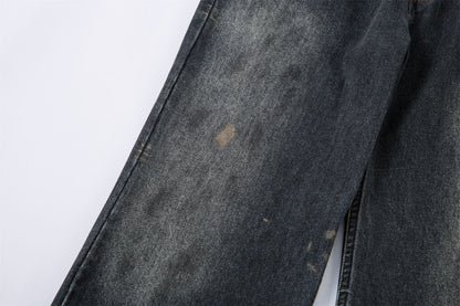 Washed Gradient Wide-Leg Straight Denim Jeans WN16211