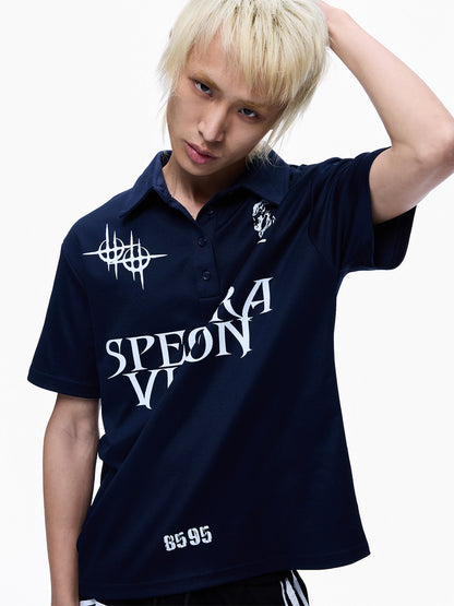 Polo Collar Letter Print Short Sleeve T-Shirt WN27285