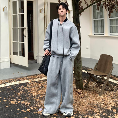 Toggle Button Sweatshirt & Wide Leg Pants Setup WN25201