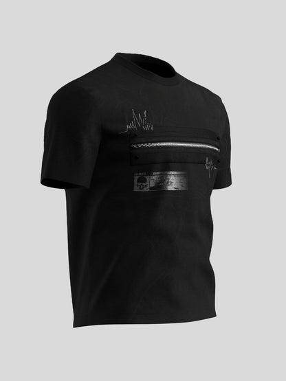 Zipper Waveform Embroidery Short Sleeve T-Shirt WN27086