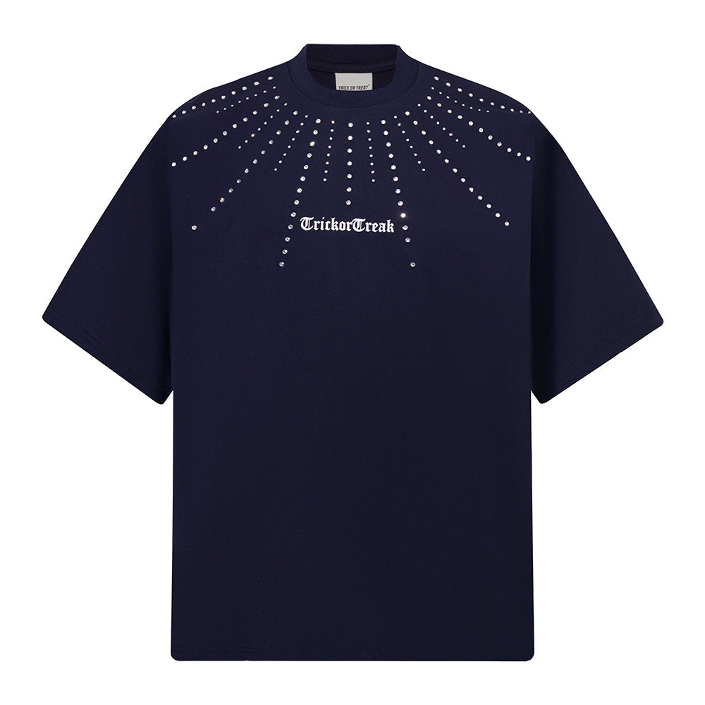 Rhinestone Starry Heavyweight Oversize Short Sleeve T-Shirt WN18528
