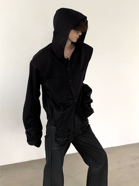 Short Hooded Long Sleeve Shirt WN9148