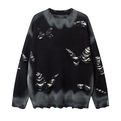 Paint-Splattered Damage Oversize Knit Sweater WN10897