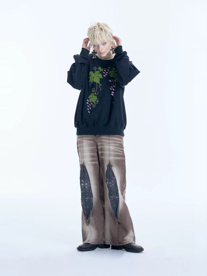 Grape Design Pullover Sweatshirt WN19028