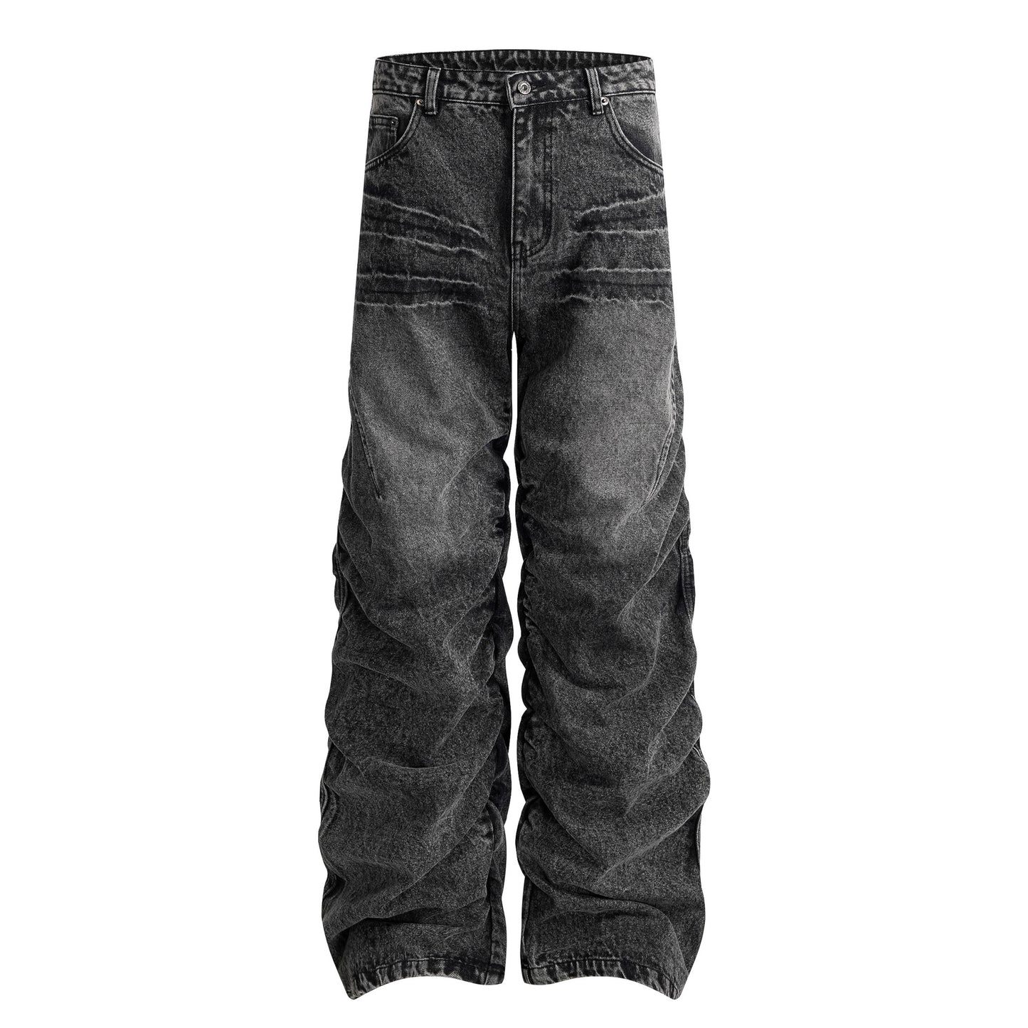 Washed Whisker Wide Leg Denim Jeans WN25481